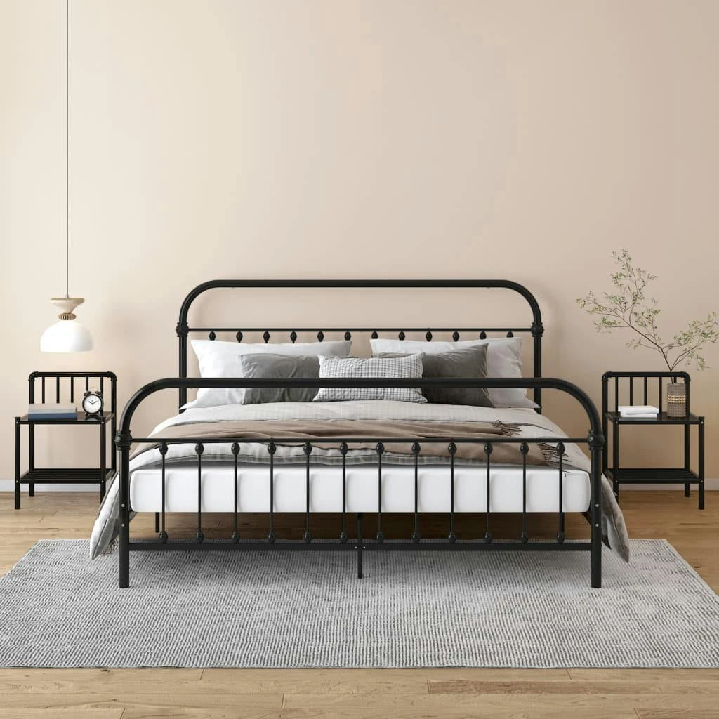 VidaXL Nachttische 2 Stk. Grau Und Schwarz Metall Und Glas 7 VidaXL Nachttische 2 Stk. Grau Und Schwarz Metall Und Glas – Bild 5