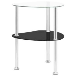 VidaXL Beistelltisch Mit 2 Ablagen Transparent 38x38x50 Cm Hartglas