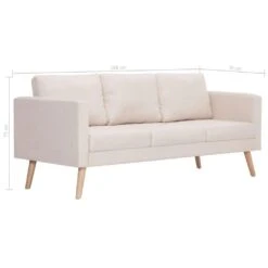 VidaXL 3-Sitzer-Sofa Stoff Cremeweiß -VidaXL 929d8e70 212f 448a 8b55 b79c6ddabcc3