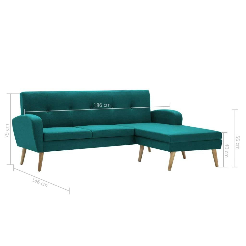 VidaXL Sofa In L-Form Stoffbezug 186 X 136 X 79 Cm Grün 8 VidaXL Sofa In L-Form Stoffbezug 186 X 136 X 79 Cm Grün – Bild 6