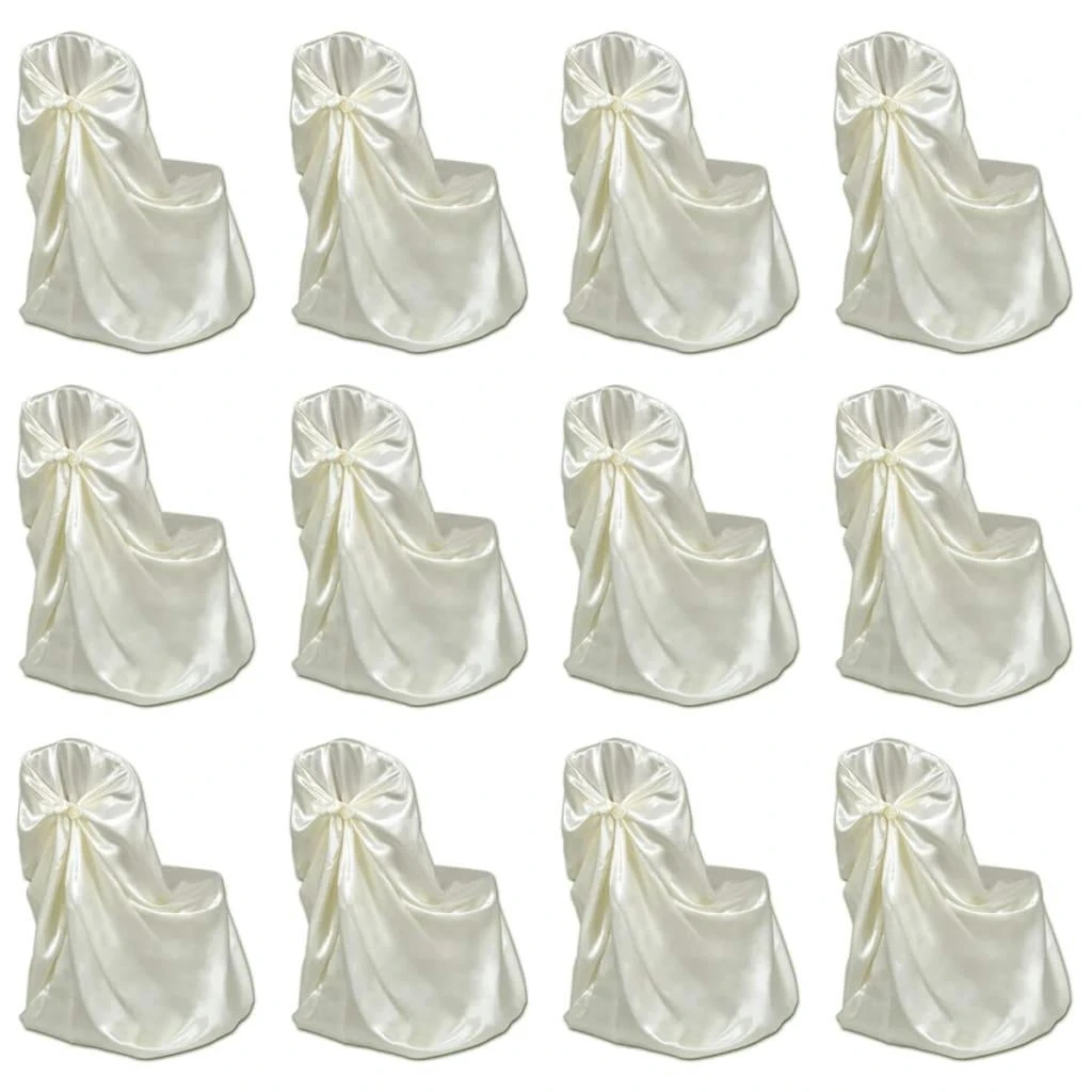 VidaXL Stuhlhussen Für Hochzeit Bankett 12 Stk. Creme 3 VidaXL Stuhlhussen Für Hochzeit Bankett 12 Stk. Creme