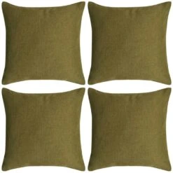 VidaXL Kissenbezüge 4 Stk. Leinenoptik Grün 50x50 Cm