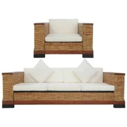 VidaXL 3-tlg. Sofagarnitur Mit Auflagen Braun Natur Rattan 12 VidaXL 3-tlg. Sofagarnitur Mit Auflagen Braun Natur Rattan -VidaXL ae2136ee a69b 41dd 9889 d36ab1631118 1
