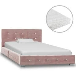 VidaXL Bett Mit Matratze Rosa Samt 90x200 Cm