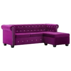 VidaXL Chesterfield Sofa L-förmig Samtbezug 199x142x72 Cm Lila