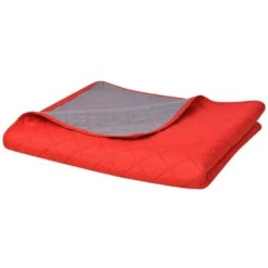 VidaXL Zweiseitige Tagesdecke Gesteppt Rot Und Grau 220x240 Cm