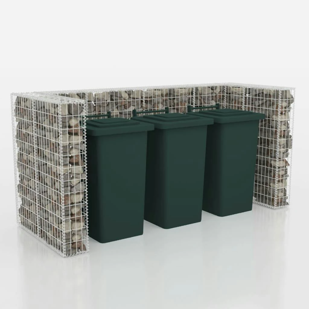 VidaXL Gabionen-Mülltonnenverkleidung Für 3 Tonnen Stahl 250x100x120cm 5 VidaXL Gabionen-Mülltonnenverkleidung Für 3 Tonnen Stahl 250x100x120cm – Bild 3