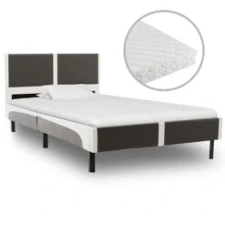 VidaXL Bett Mit Matratze Schwarz Und Weiß Kunstleder 90 X 200 Cm -VidaXL cb279395 89c0 4e3a 90cc 9f3ae81bd747