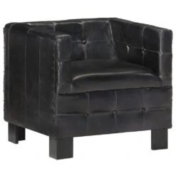 VidaXL Sessel Schwarz Echtleder