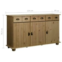 VidaXL Sideboard 134x39x79,5 Cm Massivholz Kiefer -VidaXL d561cde3 e584 4a9c 8faa 54a72a533aa3 1