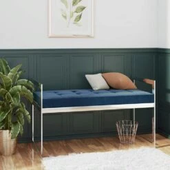 VidaXL Bank 97 Cm Grau Samt Und Edelstahl -VidaXL dc46f724 0b6e 4117 b67d e310371a3f02 1