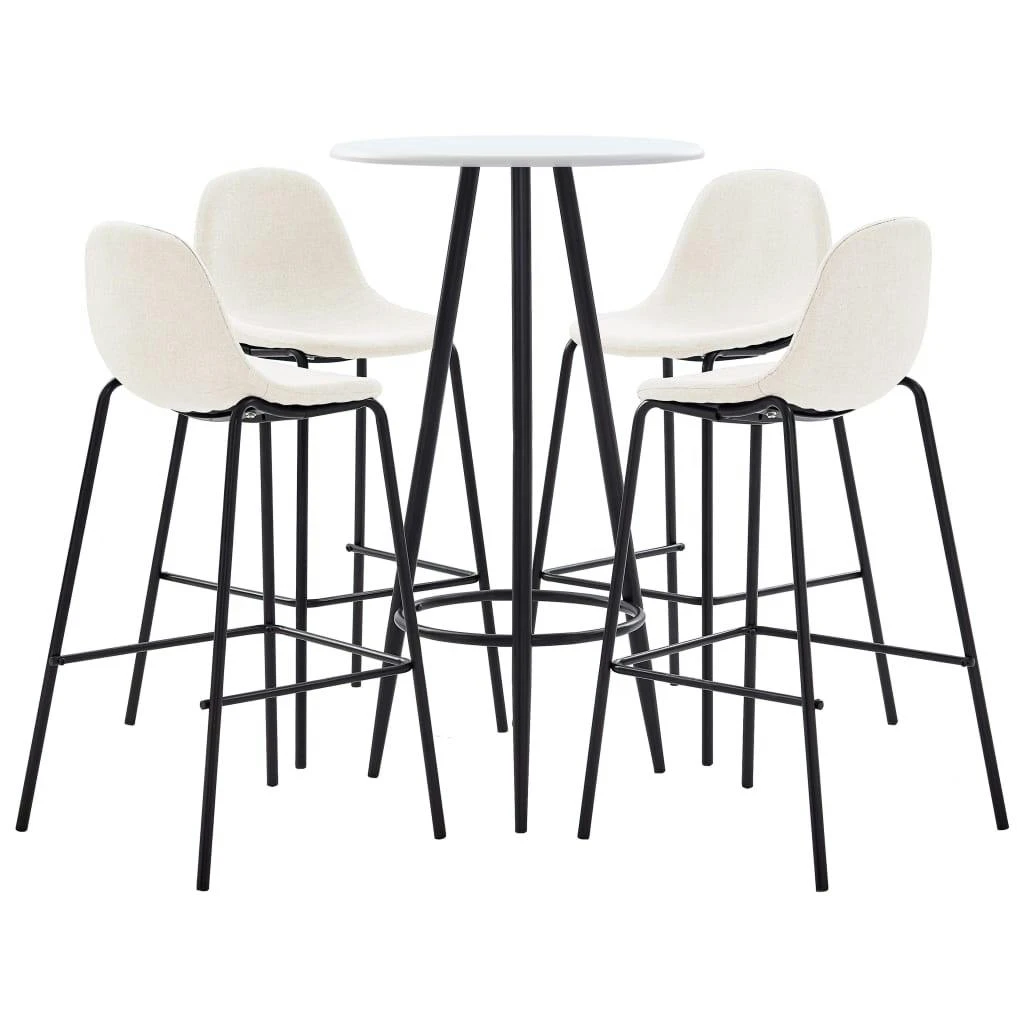 VidaXL 5-tlg. Bar-Set Stoff Creme 3 VidaXL 5-tlg. Bar-Set Stoff Creme