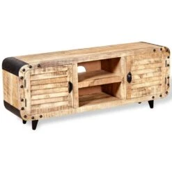 VidaXL TV-Schrank Mit Geschnitzter Tür 130x30x40 Cm Raues Mangoholz -VidaXL e160ead2 793b 4de8 9a1c cf5f535d6de3