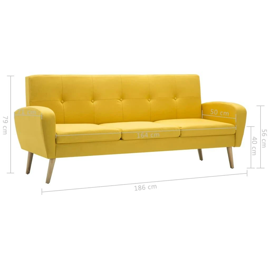 VidaXL 3-Sitzer-Sofa Stoff Gelb 8 VidaXL 3-Sitzer-Sofa Stoff Gelb – Bild 6