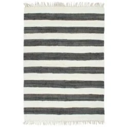 VidaXL Handgewebter Chindi-Teppich Baumwolle 160x230cm Anthrazit Weiß -VidaXL e20eb0bc 134e 43f2 ad6c defcfbf71ed5