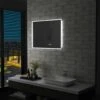 VidaXL LED-Badspiegel Mit Touch-Sensor Und Zeitanzeige 80×60 Cm