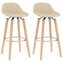 VidaXL Barhocker 2 Stk. Creme Stoff