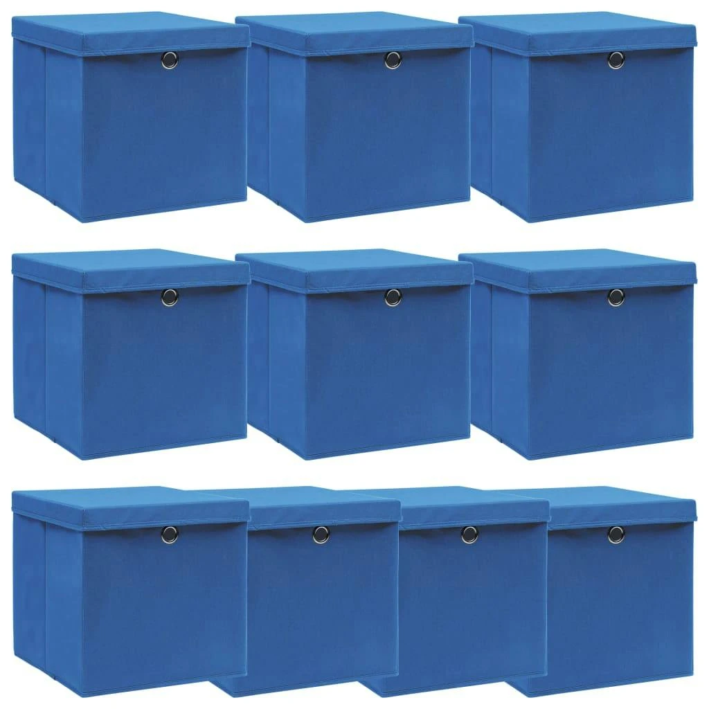 VidaXL Aufbewahrungsboxen Mit Deckel 10 Stk. Blau 32×32×32 Cm Stoff 3 VidaXL Aufbewahrungsboxen Mit Deckel 10 Stk. Blau 32×32×32 Cm Stoff