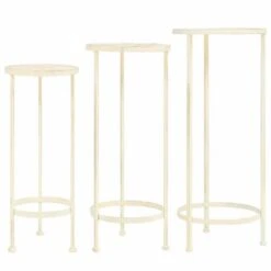 VidaXL Blumenständer Set 3-tlg. Vintage Antik Metall Weiß : Farbe - Weiss