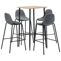 VidaXL 5-tlg. Bar-Set Stoff Hellgrau