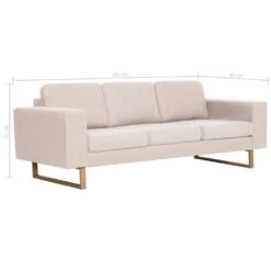 VidaXL 3-Sitzer-Sofa Stoff Cremeweiß -VidaXL f092664d 1f17 4974 842c 3d4c08f8e421