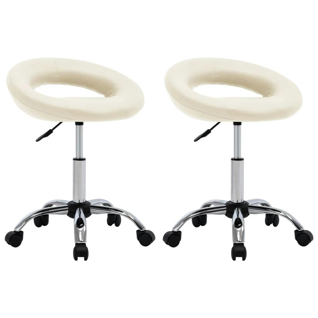 VidaXL Drehbare Esszimmerstühle 2 Stk. Creme Kunstleder 4 VidaXL Drehbare Esszimmerstühle 2 Stk. Creme Kunstleder – Bild 2