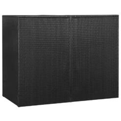 VidaXL Mülltonnenbox Für 2 Tonnen Schwarz 153 X 78 X 120 Cm Poly Rattan