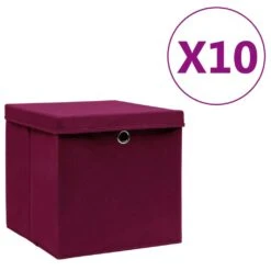 VidaXL Aufbewahrungsboxen Mit Deckeln 4 Stk. 28x28x28 Cm Dunkelrot -VidaXL f7059a8f 9d29 44f7 a068 bd750746a0cb 3