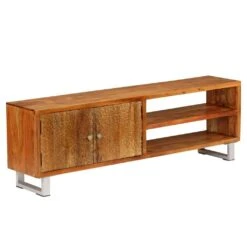 VidaXL TV-Schrank Mit Geschnitzter Tür 130x30x40 Cm Raues Mangoholz -VidaXL f76ab9a8 c9b3 4777 b274 6291fdd7cb69
