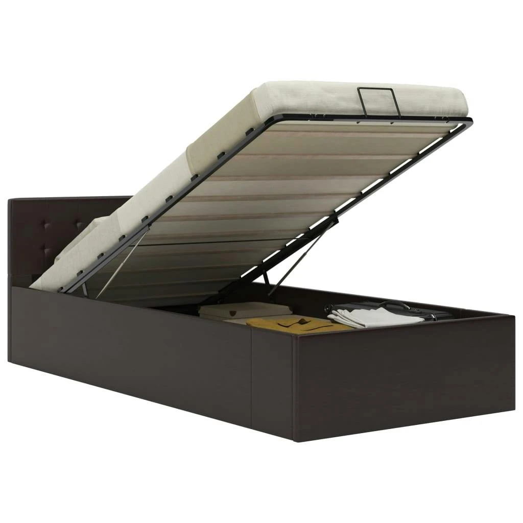 VidaXL Stauraumbett Hydraulisch Grau Kunstleder 100×200 Cm 3 VidaXL Stauraumbett Hydraulisch Grau Kunstleder 100×200 Cm