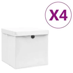 VidaXL Aufbewahrungsboxen Mit Deckeln 4 Stk. 28x28x28 Cm Grau -VidaXL fe91bcf3 3a52 48e4 be57 bccdf2c4bd06 1